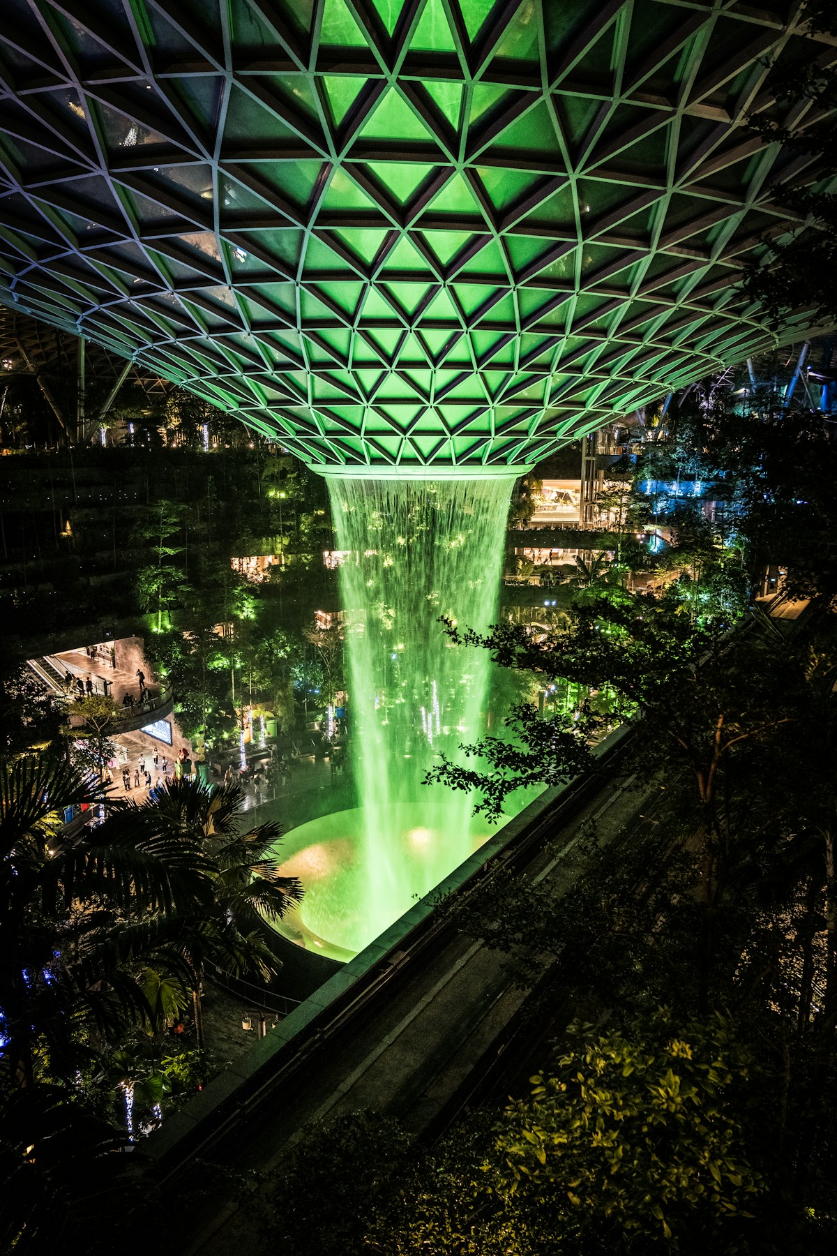 Rain Vortex Light Show at Jewel Changi Airport
