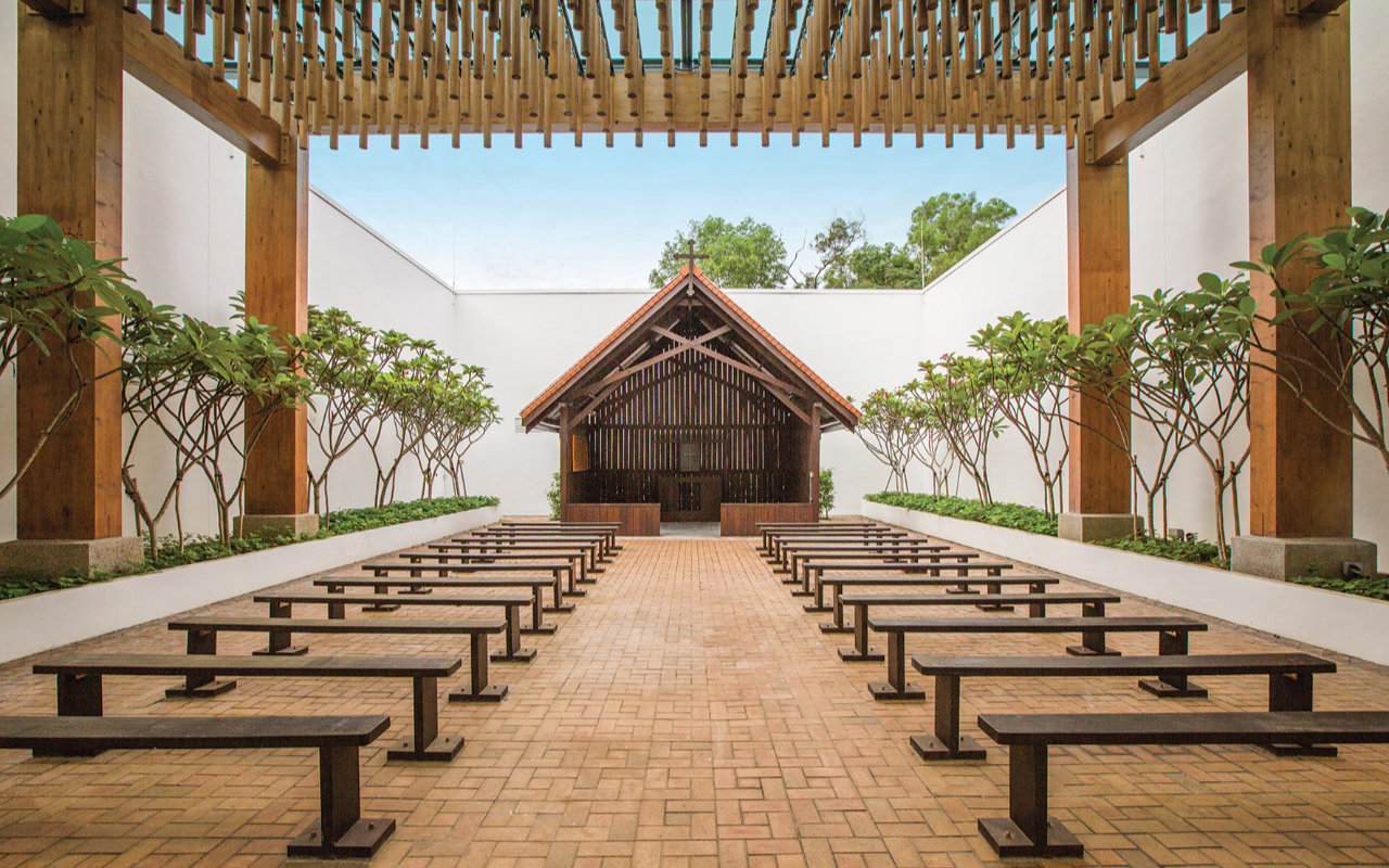 The courtyard of the Changi Chapel and Museum
